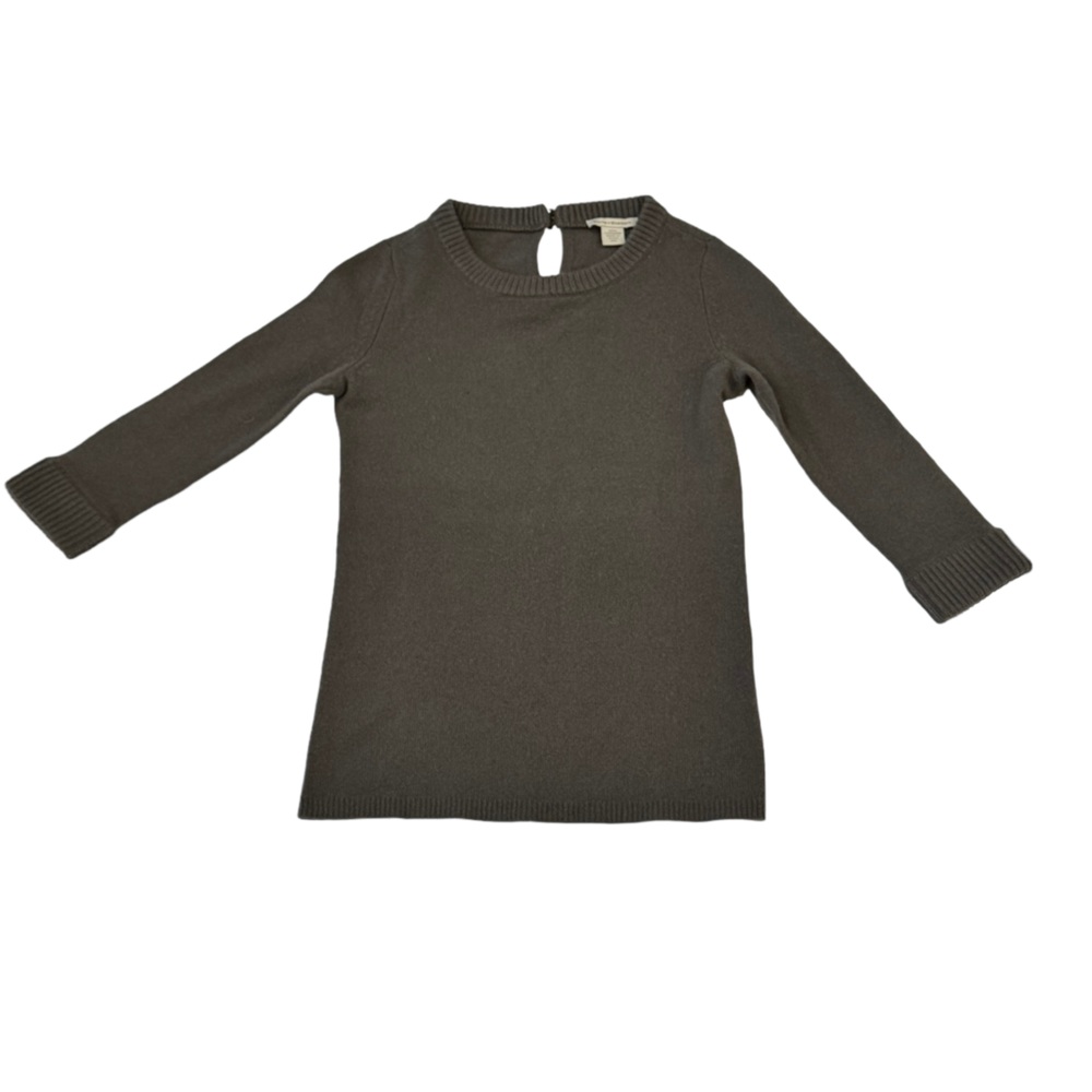 WHITE & WARREN 100% cashmere  open back  neck long sleeve gray sweater Sz XS S